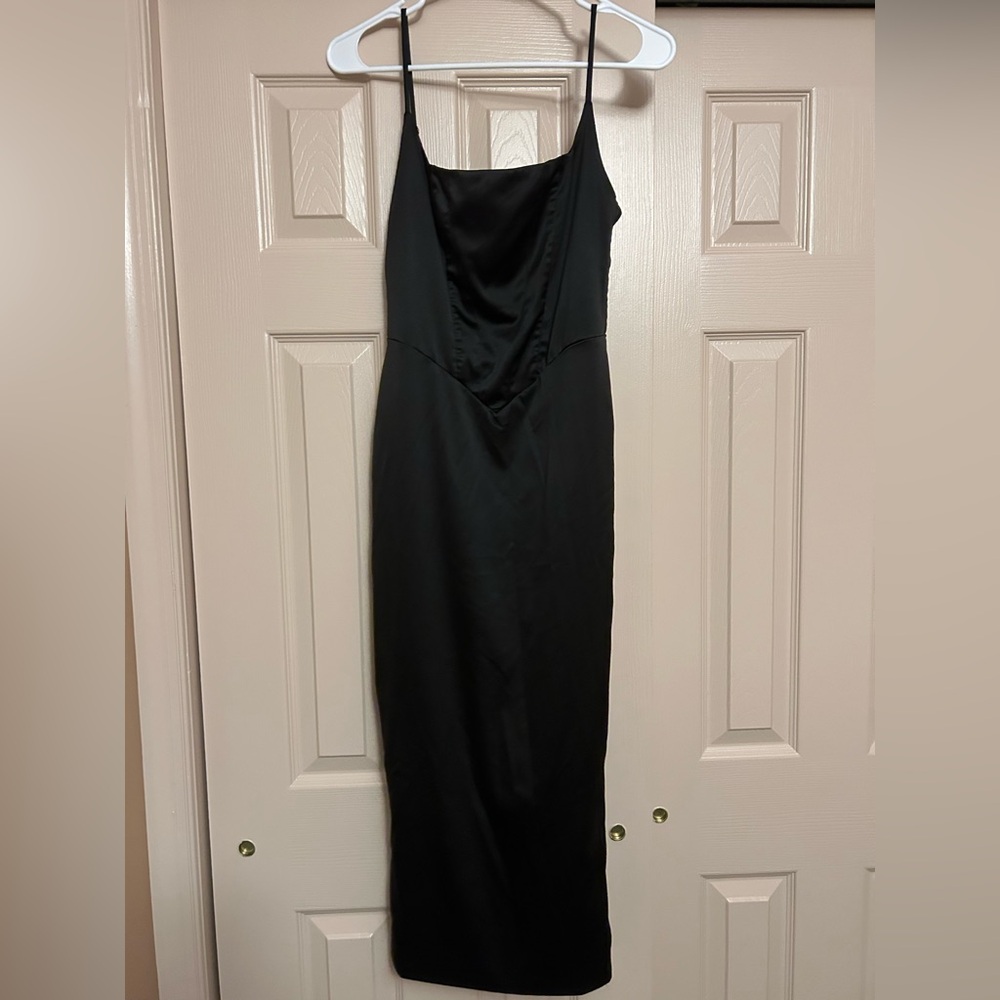 SHEIN Sleek Black Midi Dress